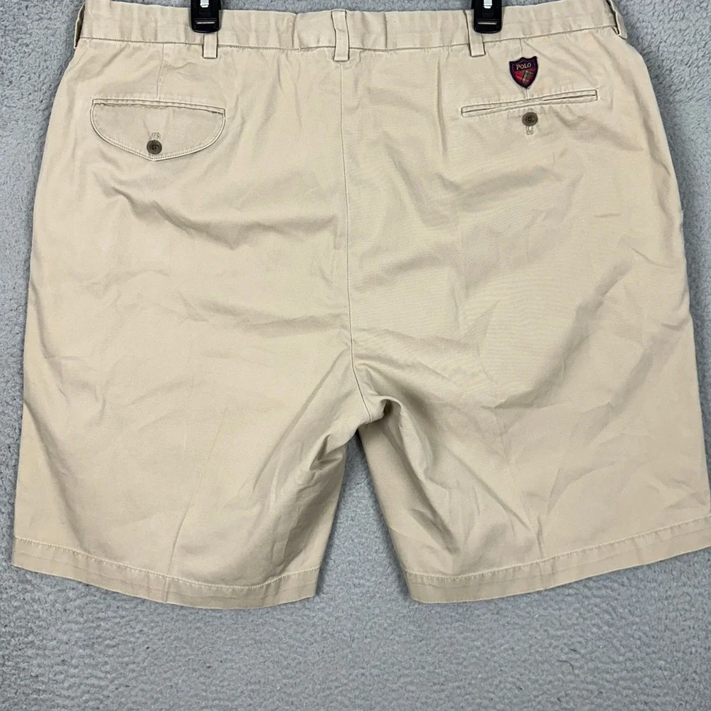 Polo Ralph Lauren Khaki Shorts Mens 42 Golf Fairway Tan Pleated Chino Casual EUC